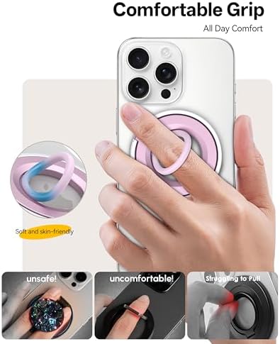 [2025 Upgrade] Magnetic Phone Grip for MagSafe, 360° Rotation Phone Ring Grip Stand, Finger Kickstand Two-Sided Magnet Compatible with iPhone 17/16/15/14/13/12/11 Pro/Max MagSafe Accessories - Image 4