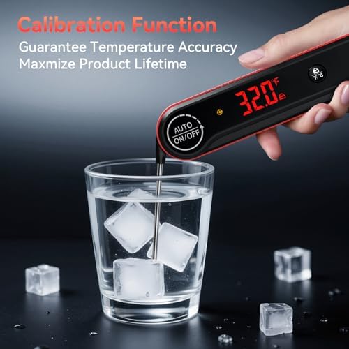 0.3s Instant Read Meat Thermometer, IP67 Waterproof (Red) - Image 4