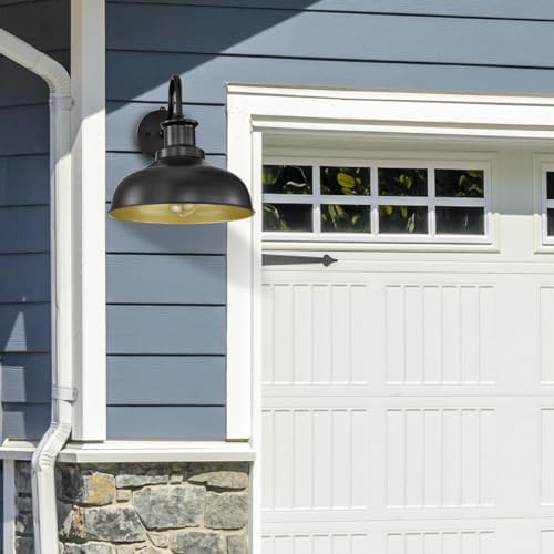 Dusk to Dawn Outdoor Barn Light, Farmhouse Outdoor Wall Sconce, Rustic Exterior Wall Mount Light, Vintage Outside Lighting Fixture Industrial Black Lantern for Porch Garage Shed,1 Pack - Image 6
