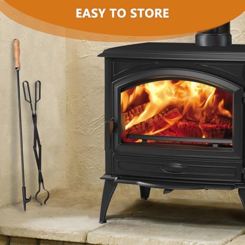 himaly 32" Fireplace Fire Pit Poker Stick & 26" Tongs Heavy Duty Tool Set - Image 4