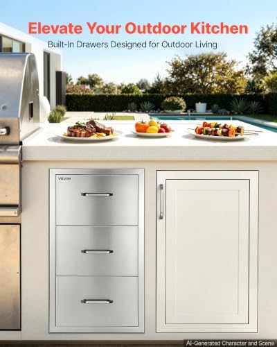 VEVOR Outdoor Kitchen Drawers, 20"W x 30"H x 16"D, Cabinet/Trash/Door/Combo - Image 2