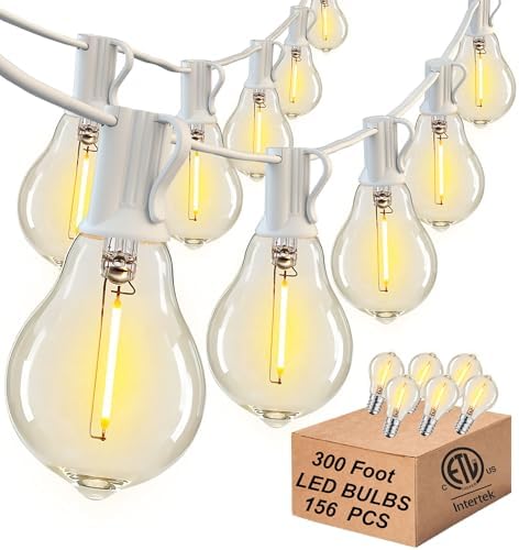 Outdoor String Lights White 300FT Waterproof Lights for Patio Wedding Porch by Lifeisgood