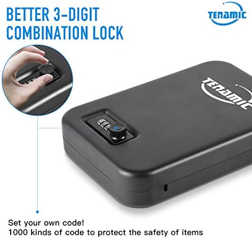 TENAMIC Pistol Safe, Portable Travel Gun Safe, Solid Steel Handgun Lock Box for Home, Gun Safes for Car, Black - Image 3