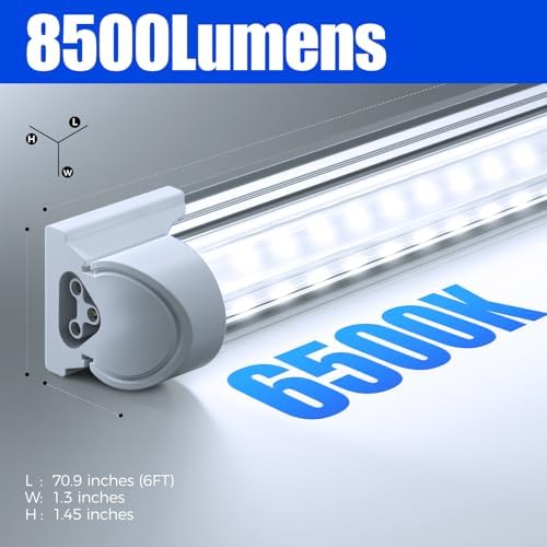 Barrina T8 LED Shop Lights 6FT, 60W 8500LM 6500K, High Output, 10 Packs - Image 2