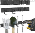 Garage Tool Organizer Wall Mount, 64 Inch Heavy Duty Garden Tool Organizer Storage System, Easy Install with 8 Adjustable Hooks, for Garage, Basement, Shed, Workshop, Black, Steel by CRXCRC