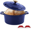 Enameled Cast Iron Dutch Oven with Lid&Silicone Grip, Round Casserole Pot for Bread Baking, Braising, Roasting,Stews,Heavy-Duty Baking Pan,Oven Safe, Induction Compatible (4.7QT,Indigo) by TASTEDELI