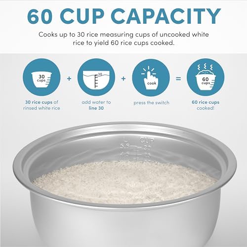 Aroma Housewares 60-Cup (Cooked) (30-Cup UNCOOKED) Commercial Rice Cooker (ARC-1033E),White - Image 5