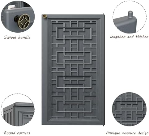 Mrosaa Indoor Outdoor Storage Cabinet Waterproof with Shelf,Plastic Storage Sheds Outdoor Cabinets for Patio/Garden/Backyard, Size 34.3''L*15''W*36.2''H（Gray） - Image 6