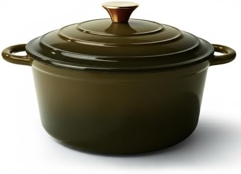 4.5 Quart Dutch Oven Pot with Lid, Non Stick Enameled Cast Iron Dutch Oven for Bread Baking, Heavy-Duty, Oven Safe Ceramic Cookware Up to 500°F for Baking, Braising, Stews, Roasting, Golden Green by Fijinhom