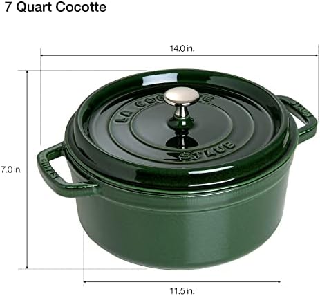Staub Cast Iron 7-qt Round Cocotte - Basil, Made in France - Image 3
