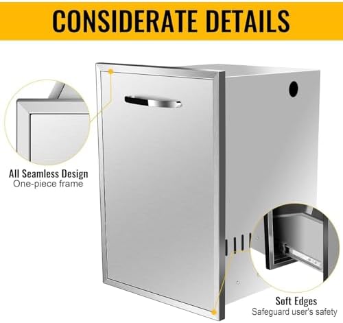 Outdoor Kitchen Drawers, Box Frame Style Flush Mount BBQ Drawer w/Stainless Steel Handle, BBQ Island Drawers For Patio Grill Station,Trash Drawer - Image 5