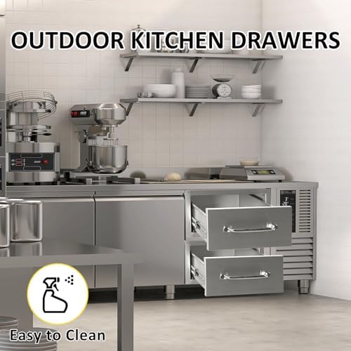 Outdoor Kitchen Drawers 14" W x 8.5" H x 23" D Flush Mount Single BBQ Drawers with Chrome Handle Built-in Stainless Steel Drawer for Outdoor Kitchen Island, Patio Grill Station - Image 5