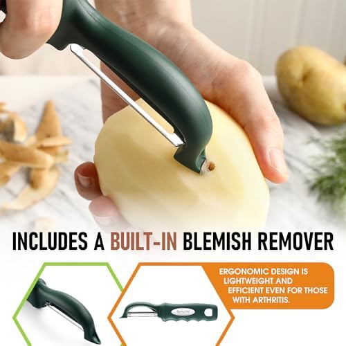 Spring Chef Swivel Potato Peeler w/Soft Grip Handle, Set of 2, Pine Green - Image 5