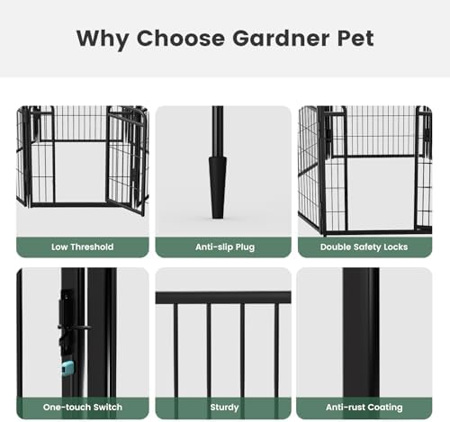 Gardner Pet Dog Playpens, 24" H 2 Add-on Panels for Small/Medium Dogs, Foldable Pet Play Yard Gate Extensions, Pet Playpen, Anti-Rust, Quick Install, Black - Image 4