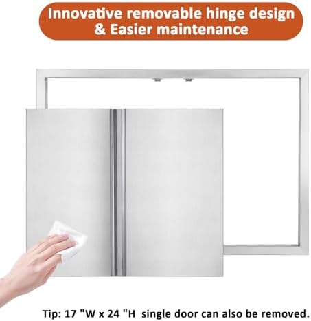 BI-DTOOL Outdoor Kitchen Door 26" W X 24" H 304 Brushed Stainless Steel BBQ Access Doors for Outdoor Kitchen Outdoor Cabinet Barbeque Grill or BBQ Island - Image 5