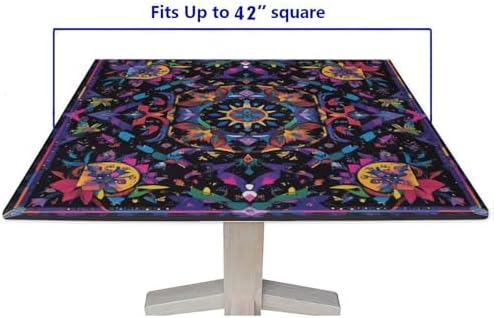 Square Fitted Tablecloth with Elastic, Mandala Madness Pattern Printed on Oilproof Patio Table Cover, Perfect for Meals Coffee Guest Dinners, Fit for 42" x 42" Square Tables - Image 5