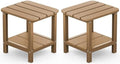 SERWALL Double Adirondack Side Table Rectangular End Table Set of 2, Brown by SERWALL