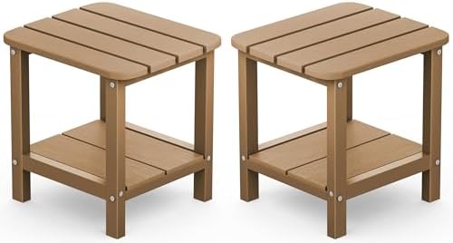 SERWALL Double Adirondack Side Table Rectangular End Table Set of 2, Brown by SERWALL