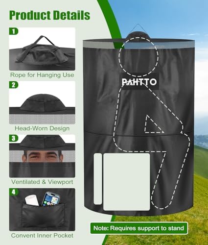 PAHTTO Portable Camping Toilet, Foldable Toilet for Adults with Detachable Phone Shelf and Toilet Paper Holder, Waterproof Porta Potty with Lid for Camping, Hiking, RV Travel, Road Trips - Image 4