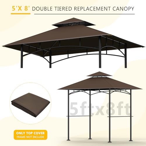 Grill Gazebo Canopy Replacement, 5 x 8 Ft, Brown - Image 5
