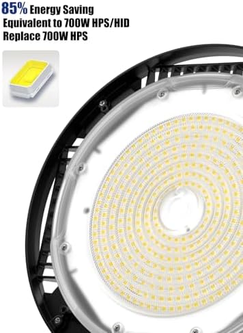 160W UFO LED High Bay Light, 24,000LM LED Shop Lights for Garage Warehouse Workshop, 5000K Daylight IP65 Waterproof Commercial Ceiling Fixture, 700W HPS/MH Equiv, ETL Listed, 6ft Cord, 4-Pack - Image 4