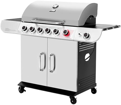 Royal Gourmet SG6002R 6-Burner Propane Gas Grill with Side Burner, Silver by RoyalGourmetCorp