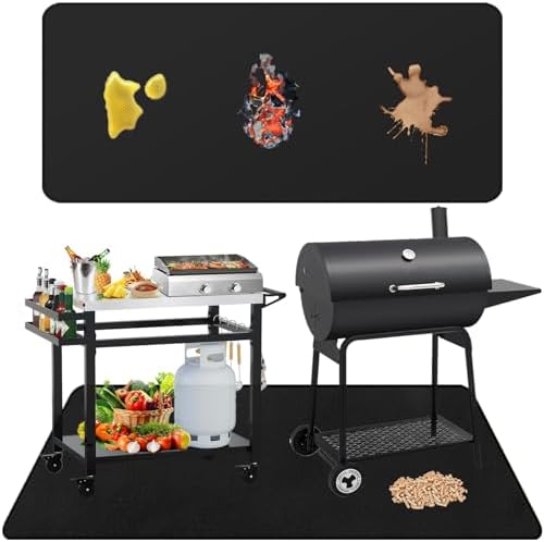 Falezern 90 X 48 in Extra Large Under Grill Mat for Outdoor Grill Black by Falezern