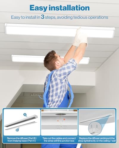Sunco 6 Pack LED Shop Lights 4ft, Wraparound Fixtures, 40W=300W, Linkable - Image 4