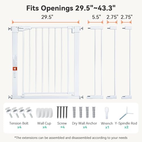 COMOMY 29.5-43.3" Baby Gate Extra Wide for Stairs Doorways - Image 6