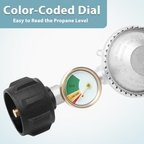 SHINESTAR 5FT Stainless Steel Braided Propane Regulator with Hose and Gauge - Image 2