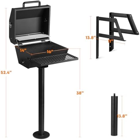Stanbroil Park Style Charcoal Grill with Lid & Warming Rack, 16-Inch - Image 2