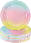 Breroa 72 Pcs Rainbow Paper Plates 7 Inch Bulk Rainbow Plates Disposable by Breroa