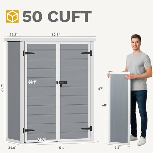 DWVO Outdoor Tall Storage Shed 50 Cuft with 2 Shelves and Floor - Image 4