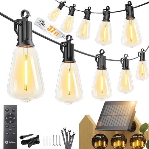 Brightown 37FT Solar String Lights Outdoor, 10+1 Shatterproof LED Lights by Brightown