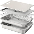 Grill Prep and Carry System, Large Stainless Steel Food Prep Tray with Lid by Unknown