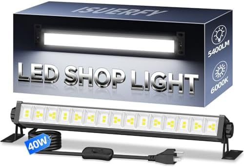 40W Shop Light Plug in 5400LM with Switch+ 6.6FT Cord, for Garage Workbench by ISUERFY-BornforGlowParty
