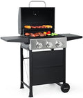 MASTER COOK 3 Burner BBQ Propane Gas Grill, 472 Sq. In. Cooking Area, 30,000 BTU Stainless Steel Barbecue Grill with Two Foldable Shelves for Outdoor Patio, Backyard by MasterCook