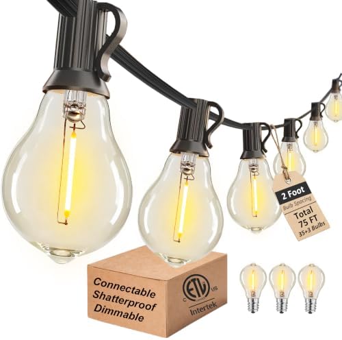 Outdoor String Lights 75FT Patio Light Waterproof for Backyard Porch Bistro by Lifeisgood