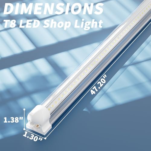 12-Pack T8 LED Shop Light 4FT, 42W 6300 Lumen 5000K Daylight, 4 Years Warranty, Linkable and Plug and Play Lights for Garage Ceiling Workshop Commercial Lighting, Non-Dimmable - Image 4