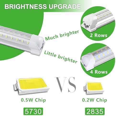Skymoatled 12Pack 4FT LED Shop Light Garage Lights,50W 6000K 7500LM White Light,Hanging/Surface Mount,Plug and Play,Linkable T8 LED Shop Lights,Commercial Bay Lighting for Warehouse Workshop Basement - Image 4