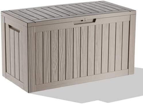 DRATO 85 Gallon Outdoor Storage Box Waterproof, Lockable Resin Deck Box for Patio Furniture, Pool Supplies & Garden Tools, Weatherproof Outside Storage Bin for Backyard Porch (Grey, 85 Gallon) by DRATOprovidesawarmandcozy