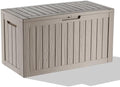 PatioZen 80 Gallon Outdoor Deck Box,Waterproof Resin Outdoor Storage Boxes, Outside Storage Lockable Container for Garden Tools,Indooor Cushions,Accessories (Grey) by OutdoorLivingPerfected