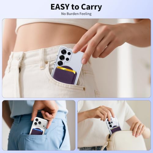 for Magnetic Wallet for Samsung & iPhone | Holds 3 Cards, Cherry - Image 5