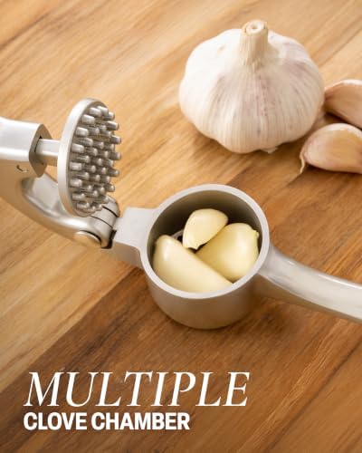 Zulay Kitchen Metal Garlic Press Garlic Mincer Tool Stainless Steel, Silver - Image 4