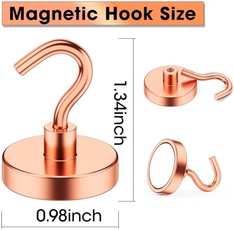 VNDUEEY Magnetic Hooks, 80 Lbs Super Earth Magnets Hooks for Hanging, Strong Neodymium Magnets with Hooks for Cruise, Magnet Metal Hook for Kitchen, Refrigerator, Grill (Rose, 10 Pack) - Image 4