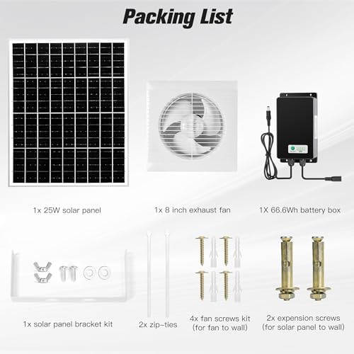 blessny 8" Solar Rechargeable Exhaust Fan for Greenhouse, Chicken Coop - Image 7
