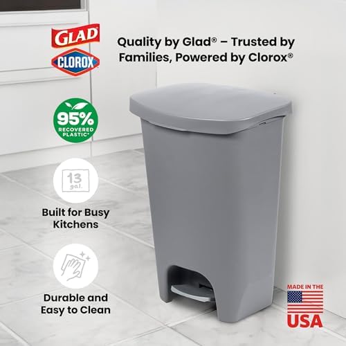 Glad Trash Can with Clorox Odor Protection | Plastic Bin, 13 Gallon, Grey - Image 6