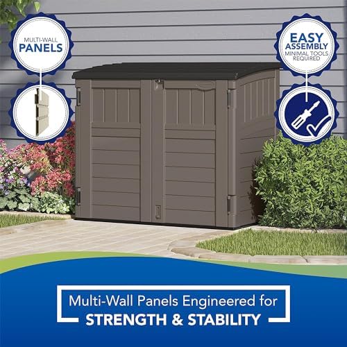Suncast 34 Cu Ft Horizontal Storage Shed, Resin, Lockable, Stoney Black - Image 4