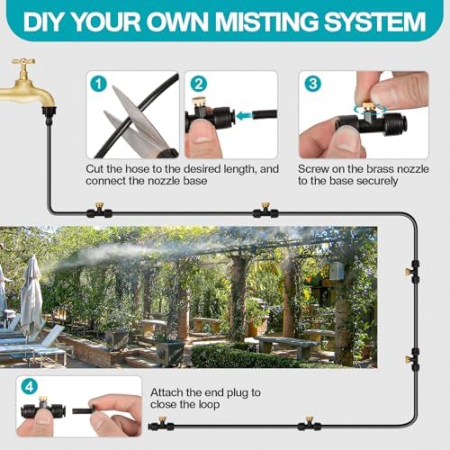 OnBrand 100FT Misters for Outside Patio with 3/4" Adapter and 2 T-Joints - Image 3
