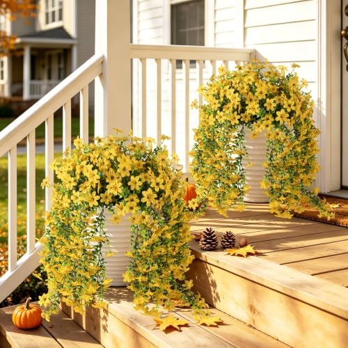 INQCMY Artificial Fake Hanging Flowers Plants for Outdoor Fall Decoration - Image 3